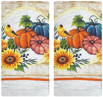 Oven Mitts and Pot Holders - Kitchen Towels and Dish Cloths Sets - Oven Mitts - Tea Towels - Dish Cloths Set (Pumpkin) - color: Pumpkin