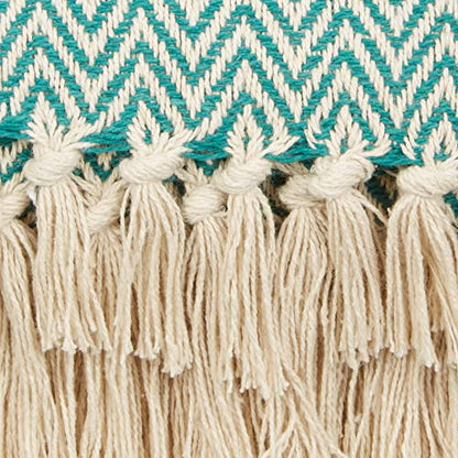 DII Chevron Throw Collection Handloomed Cotton, 50x60, Teal - color: Teal, size: 50x60"