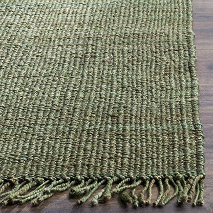 SAFAVIEH Natural Fiber Collection Accent Rug - 3' x 5', Green, Handmade Boho Fringe Woven Jute, Ideal for High Traffic Areas in Entryway, Living Room, Bedroom (NF368G) - color: Green, size: 3' x 5' (Rectangular)
