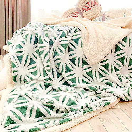 Green Flannel Sherpa Throws 60'' x 50'' New Blanket Ultra Plush Lightweight Throw Blanket Luxury Soft Warm Fuzzy Blanket Throws for Bed/Couch/Sofa/Office/Camping - color: C-green, size: 50''x60''