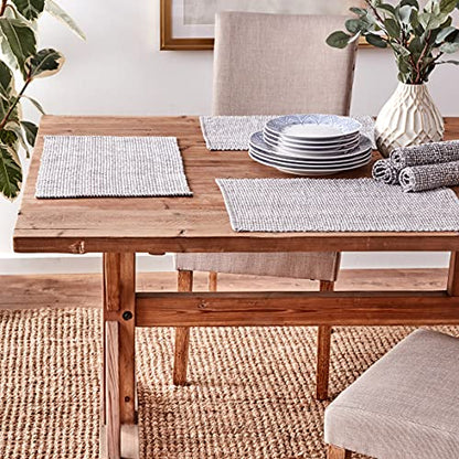 Sweet Home Collection 100% Cotton Placemats for Dining Room Rectangle Two Tone Woven Fabric 13" x 19" Soft Durable Table Mat Set, Set of 6, Gray - color: Gray, size: Rectangle 13" x 19"