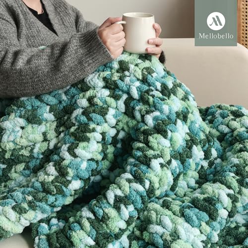 Jumbo Chunky Yarn for Hand Knitting - Super Thick Chenille Chunky Yarn for Crocheting - Extra Soft Bulky Fluffy Blanket Big Yarns 8 Jumbo Pack (27yds,8 oz Each Skein) - color: Moss Field