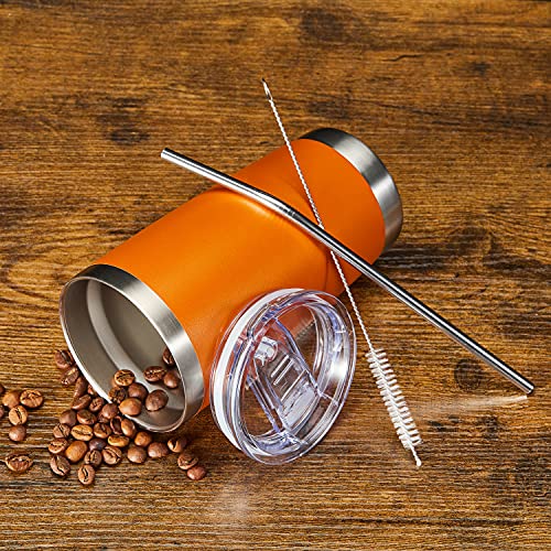 COMOOO 20oz Tumbler Bulk Double Wall Vacuum Insulated Travel Mug, Stainless Steel Tumbler with Lid and Straw Durable Powder Coated Insulated Coffee Cup for Cold & Hot Drinks (Orange, 4 pack - color: Orange