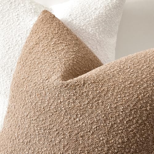 18x18 Boucle Throw Pillow Covers, Set of 2, Camel - color: Camel, size: 18" x 18" (Pack of 2)