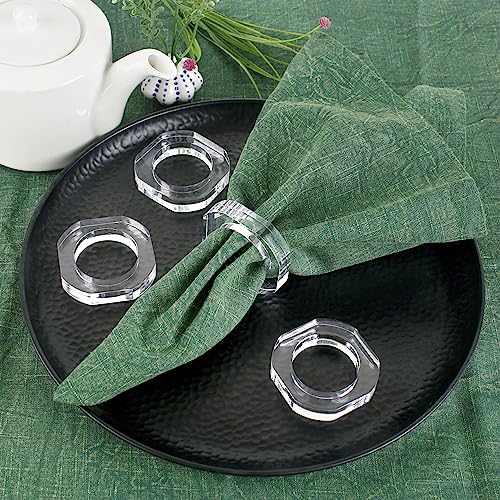 Clear Napkin Holder, Napkin Rings Set of 12, Fall Thanksgiving Christmas Napkin Rings, Festival Acrylic Napkin Ring Holders, Napkin Ring Bulk for Wedding, Party, Elegant Table Settings - color: Transparent White, size: Pack of 12