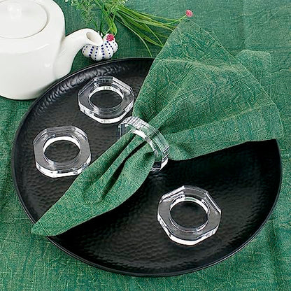 Clear Napkin Holder, Napkin Rings Set of 12, Fall Thanksgiving Christmas Napkin Rings, Festival Acrylic Napkin Ring Holders, Napkin Ring Bulk for Wedding, Party, Elegant Table Settings - color: Transparent White, size: Pack of 12