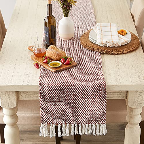 DII Woven Basics Collection 100% Cotton Knit Table Runner, 15x108, Cinnamon - color: Cinnamon, size: 15x108"