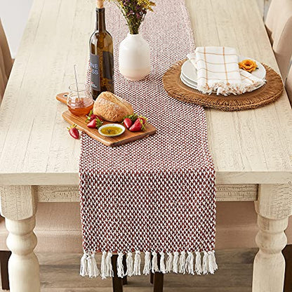 DII Woven Basics Collection 100% Cotton Knit Table Runner, 15x108, Cinnamon - color: Cinnamon, size: 15x108"