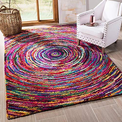SAFAVIEH Area Rug 8x10 - Nantucket Collection - Large - Multi, Handmade Cotton, Ideal for Living Room, Bedroom, Office, Dining Space (NAN315A) - size: 8' x 10' (Rectangular)