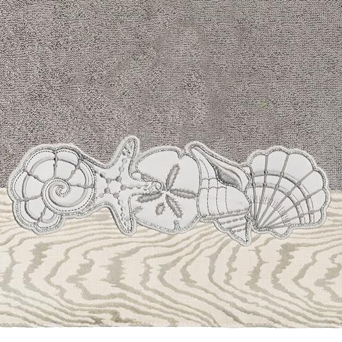 Seaside 4-Piece Luxury Towel Set, Sparkling Seashell Applique, Plush Turkish Cotton, Durable & Quick Dry, Nautical Bath Ensemble, 2 Bath 2 Hand Towels, Charcoal - color: Charcoal, size: 2 Pcs Bath 2 Pcs Hand Towel