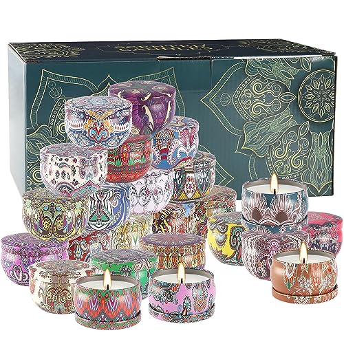 Scented Candles Gift Set, 2.5 oz Soy Wax Aromatherapy Candle for Home, Romantic Candles Gift for Mother Day Christmas Valentines Birthday (24 Pack) - color: 24Pack-Brown