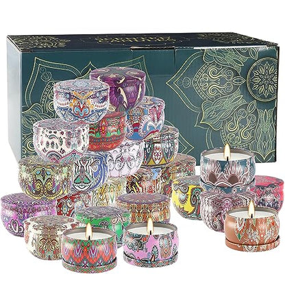 Scented Candles Gift Set, 2.5 oz Soy Wax Aromatherapy Candle for Home, Romantic Candles Gift for Mother Day Christmas Valentines Birthday (24 Pack) - color: 24Pack-Brown