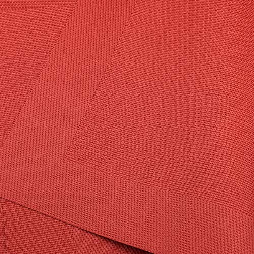 Vinyl Red Placemats Heat Resistant Dining Table Mats Non-Slip Washable Place Mats Set of 6 （Red） - color: Red