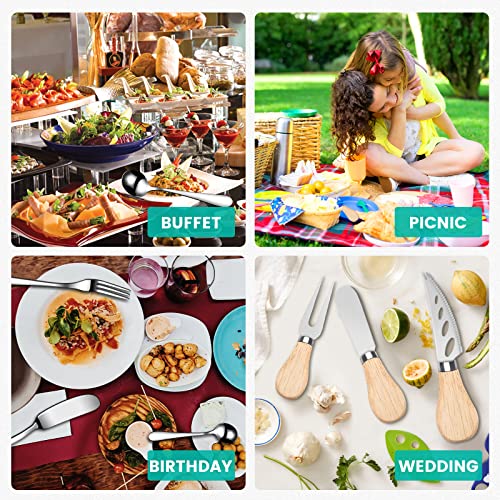 LifeMusican Charcuterie Board Accessories Wooden Cheese Spreader Knive Set, Wood Handle Butter knives For Cheese Kit, Mini Cheese Knife Slicer With Tongs, Spoons, Forks,Honey Dipper (23 Pack) - color: Wooden