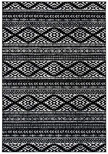 SAFAVIEH Tulum Collection Accent Rug - 2' x 5', Black & Ivory, Moroccan Boho Tribal Design, Non-Shedding & Easy to Clean, Ideal for Front Door, Kitchen, Entryway, Foyer (TUL272Z) - color: Black/Ivory, size: 2' x 5' (Rectangular)