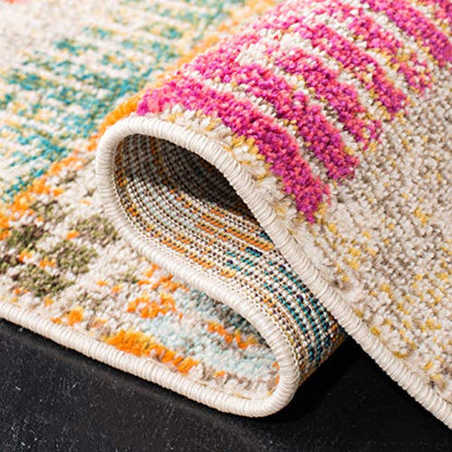 SAFAVIEH Madison Collection Accent Rug - 2'2" x 4', Ivory & Multi, Boho Abstract Distressed Design, Non-Shedding & Easy Care, Ideal for High Traffic Areas in Entryway, Living Room, Bedroom (MAD417C) - size: 2'2" x 4' (Rectangular)