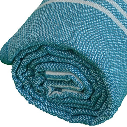 Bersuse Towels Anatolia XL Beach Blanket Throw Blanket Turkish Towel 100% Cotton Extra-Large Quick-Dry Lightweight Premium Peshtemal Towel - 61x82 Inches, Sea Blue - color: Sea Blue