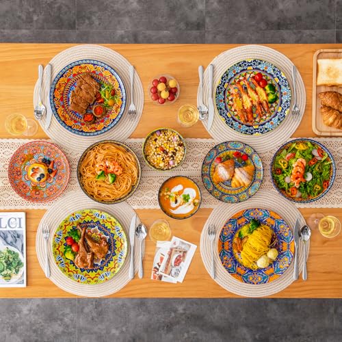 vancasso 24-Piece Dinnerware Sets,Plates & Bowls Sets Service for 6, Bohemian Porcelain Dishes Set for 6, Kitchen Dinner Set,Microwave & Dishwasher Safe, Scratch Resistant,Series KRVI - size: Service for 6 (24 Pcs)