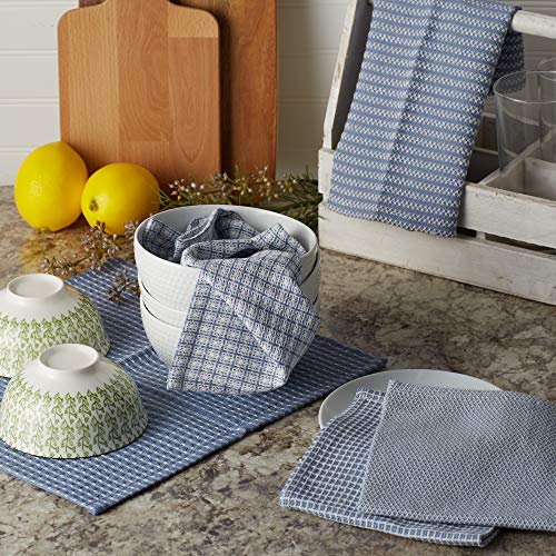 DII Everyday Kitchen Assorted Dishcloth Set of 5, 12x12, Stonewash Blue - color: Stonewash Blue