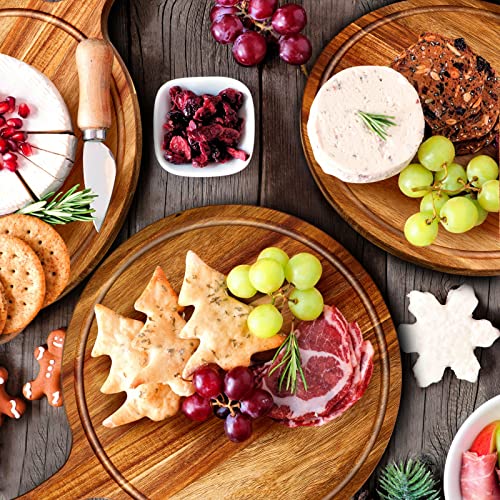 Nuenen 10 Pcs Round Wood Cutting Board with Handle Acacia Wooden Serving Kitchen Chopping Boards for Pizza, Bread, Cheese, Charcuterie, Fruit, Vegetables(Acacia)