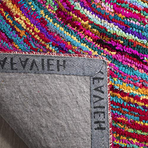 SAFAVIEH Nantucket Collection Accent Rug - 2'3" x 4', Multi, Handmade Boho Abstract Circle Cotton, Ideal for High Traffic Areas in Entryway, Living Room, Bedroom (NAN315A) - size: 2'3" x 4' (Rectangular)