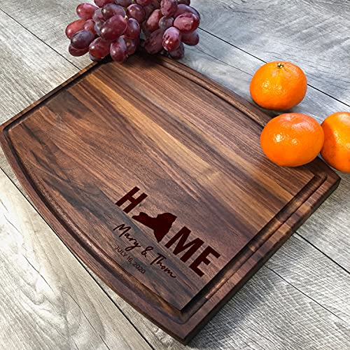 Custom Cutting Board. State Home. Personalized Boards. Wood Engraved. Handmade. Walnut Boards. Customized Gift. (Walnut, 9" x 12"x 3/4" rectangular) - size: 9" x 12"x 3/4" rectangular