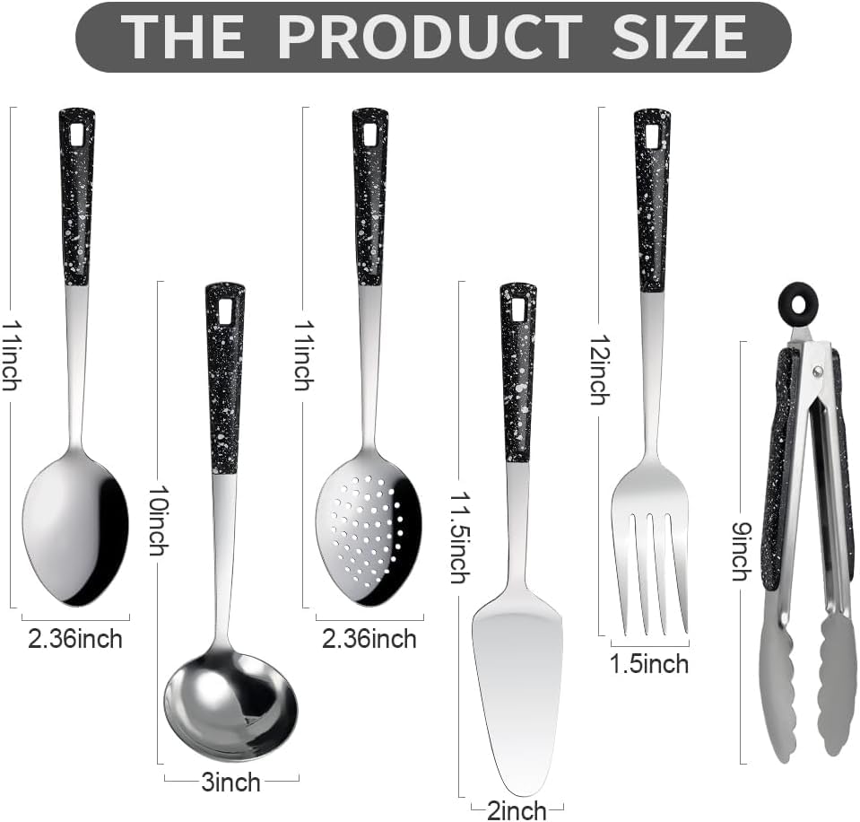 16-Piece Stainless Steel Buffet Serving Set | Premium Serving Utensils with Heat-Resistant Handles for Family Gatherings, Parties, Catering & Holiday Meals - color: 16 pack Serving Sets