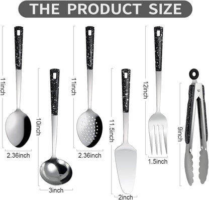 16-Piece Stainless Steel Buffet Serving Set | Premium Serving Utensils with Heat-Resistant Handles for Family Gatherings, Parties, Catering & Holiday Meals - color: 16 pack Serving Sets
