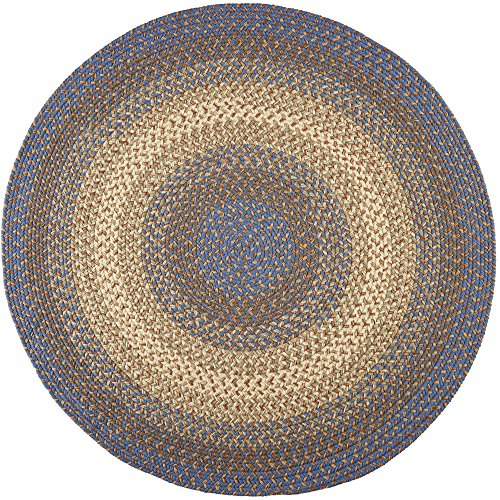 Super Area Rugs Round 4X4 Blue/Cream Braided Rug Hartford Primitive Decor Carpet - Indoor Outdoor - 4' X 4' Circular Braided Rug for Dining Room - color: Blue Lake, size: 4' (Round)