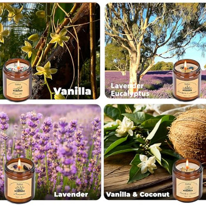 WEMEET Scented Candles Set, 4 Pack Aromatherapy Candle with Crystals, 28 oz 160 Hour Long Lasting Candle, Soy Wax Scented Candle with Dried Flowers, Gifts for Men, Women, Birthday, Mother's Day - color: 4 Pack