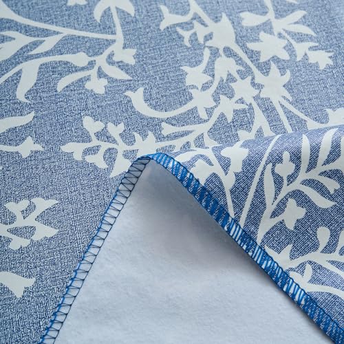 Pioggia Vinyl Tablecloth with Flannel Backing - Waterproof, Oil-Proof, Easy to Clean -Plastic Table Cloth - Perfect for Dining Tables, Kitchen Tables, Parties (Blue Leaves, 54×54 Inch Square) - color: Blue Leaves, size: 54" x 54" (Square)