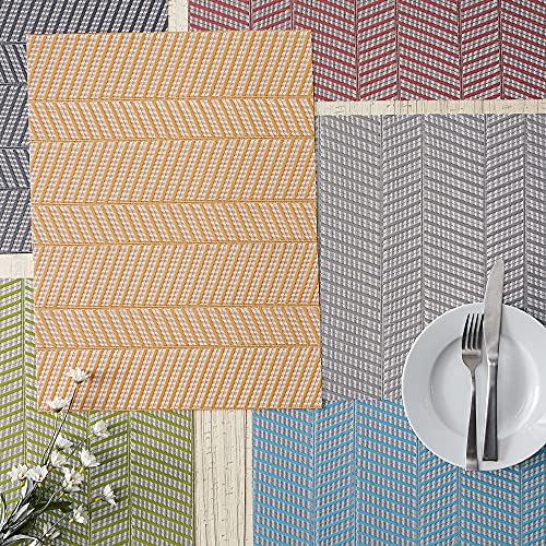 DII Farmhouse Stripe Woven Tabletop Collection Placemat Set, 13x17.25, Storm Blue, 6 Piece - color: Storm Blue