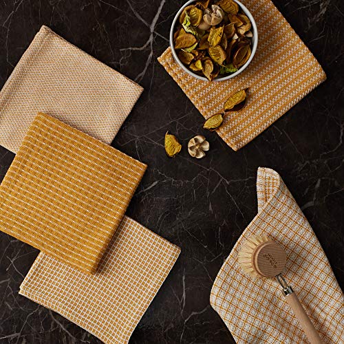 DII Everyday Kitchen Assorted Dishcloth Set of 5, 12x12, Honey Gold - color: Honey Gold