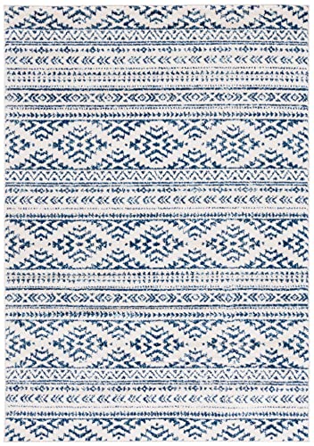 SAFAVIEH Tulum Collection Accent Rug - 2' x 5', Ivory & Navy, Moroccan Boho Tribal Design, Non-Shedding & Easy to Clean, Ideal for Front Door, Kitchen, Entryway, Foyer (TUL272D) - color: Ivory/Navy, size: 2' x 5' (Rectangular)