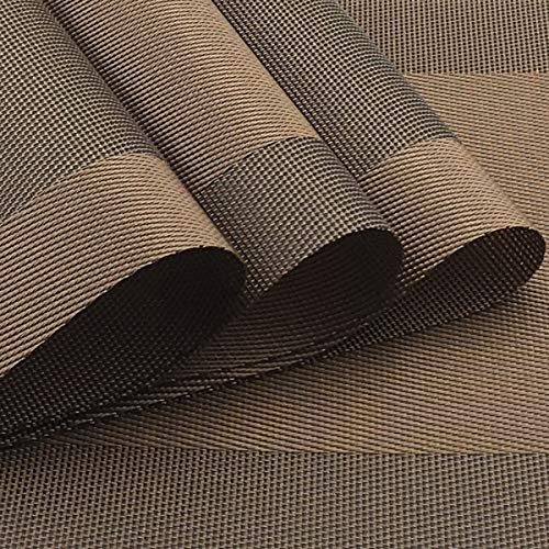 Vinyl Brown Placemats Heat Resistant Dining Table Mats Non-Slip Washable Place Mats Set of 6 （Brown） - color: Brown