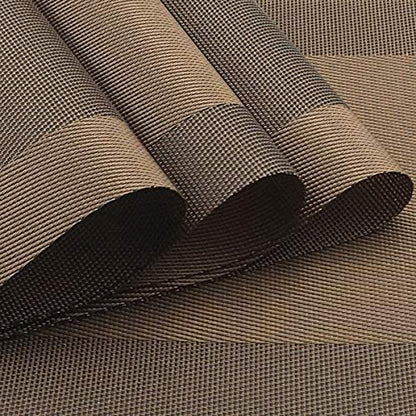Vinyl Brown Placemats Heat Resistant Dining Table Mats Non-Slip Washable Place Mats Set of 6 （Brown） - color: Brown