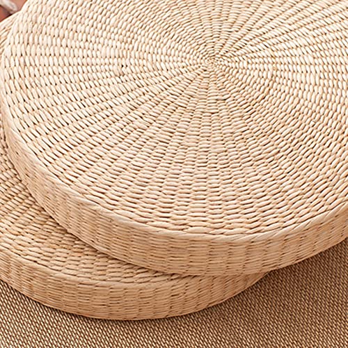 Comfortable Round Seat Cushion Woven Floor Cushion, Natural Straw Pouf Tatami Floor Poufs Meditation Cushion 40cm - size: 40cm