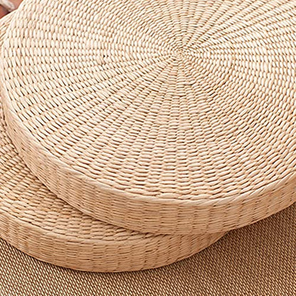 Comfortable Round Seat Cushion Woven Floor Cushion, Natural Straw Pouf Tatami Floor Poufs Meditation Cushion 40cm - size: 40cm