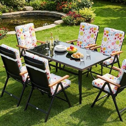 Hoteam 4 Set Outdoor Patio Chair Cushions 20 x 42 in Deep Seat Waterproof Patio Cushions Set for Furniture Replacement Removable Seat and Back (Watercolor Flowers) - style: Watercolor Flowers