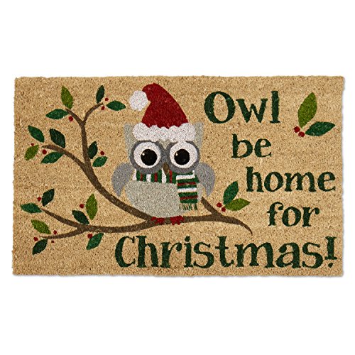 DII Outdoor Christmas Door Mat Collection Decorative Holiday Doormat, Front Porch Décor, 17x29, Owl Be Home - color: Owl Be Home