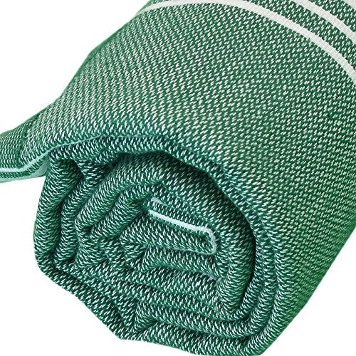 Bersuse Towels Anatolia XL Beach Blanket Throw Blanket Turkish Towel 100% Cotton Extra-Large Quick-Dry Lightweight Premium Peshtemal Towel - 61x82 Inches, Forest Green - color: Forest Green