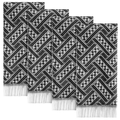HunnmingRe 9 Pack Boho Hand Towel for Kitchen,Black,White | 14x30 Inch, 100% Turkish Cotton, Summer Boho Decorative ,Towel Waffle ,Farmhouse Decor ,Absorbent Soft ,Guest Gift - color: Black,white