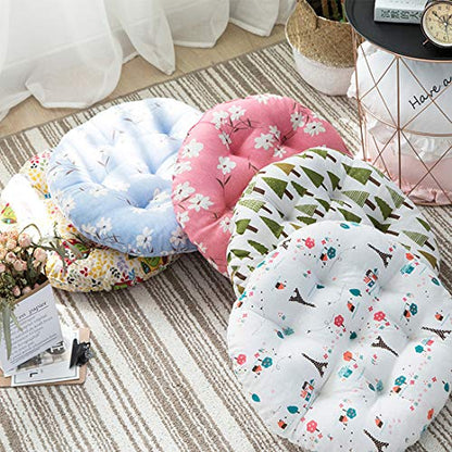 vctops Bohemian Soft Round Chair Pad Garden Patio Home Kitchen Office Seat Cushion Flower Pink Diameter 16" - color: Flower Pink, style: Diameter 16 Inch