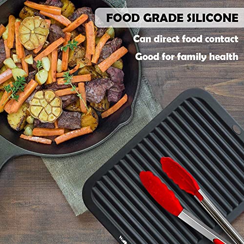 Walfos Silicone Trivets for Hot Pots and Pans - 446°F Heat Resistant Hot Pads for Kitchen Counter- 4 Pcs Multi-Purpose & Versatile Trivet Mat - Long-Lasting & Flexible Silicone Hot Pad（Black） - style: 9x12in, 4 Black Rectangle