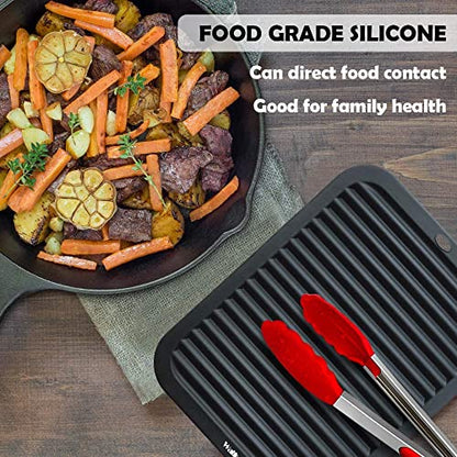 Walfos Silicone Trivets for Hot Pots and Pans - 446°F Heat Resistant Hot Pads for Kitchen Counter- 4 Pcs Multi-Purpose & Versatile Trivet Mat - Long-Lasting & Flexible Silicone Hot Pad（Black） - style: 9x12in, 4 Black Rectangle