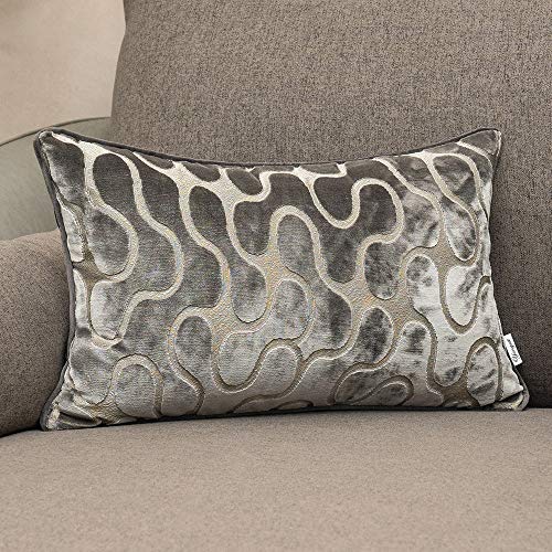 Silver Grey Throw Pillow Cover Wavy Cushion Cover Modern Zippered Rectangular Pillowcase for Sofa Couch Bedroom Living Room Home Decorative, 12x20 Inch - color: Grey, size: 20" x 12" (Pack of 1)