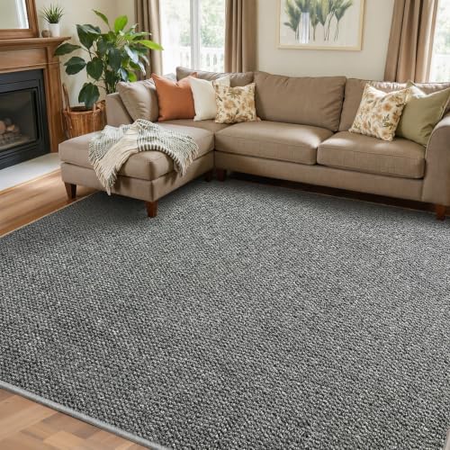 Faux Jute Area Rug 4'x6', Washable & Non-Slip, Grey | 0.27" Low Pile Easy Jute Area Rug - No Shedding, No Odor. Farmhouse Boho Style for Bedroom, Living Room, Home Office - color: Grey, size: 4' x 6' (Rectangular)
