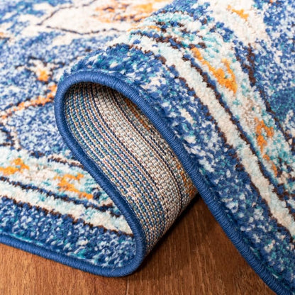 SAFAVIEH Madison Collection Area Rug - 2'2" x 4', Blue & Light Blue, Boho Chic Distressed Medallion Design, Non-Shedding & Easy to Clean, Ideal for Living Room, Bedroom, Dining Space (MAD473M) - color: Blue/Light Blue, size: 2'2" x 4' (Rectangular)