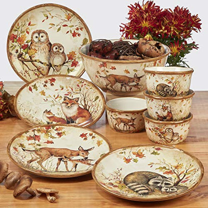 Pine Forest 16 oz. Woodland Ceramic Mugs, Set of 4 – Autumn Wildlife Coffee Cups with Fox, Owl, Deer & Raccoon – Great for Hot Chocolate, Tea, Pumpkin Spice, Fall Gifts, and Cozy Cabin Vibes - size: 4 Count (Pack of 1)
