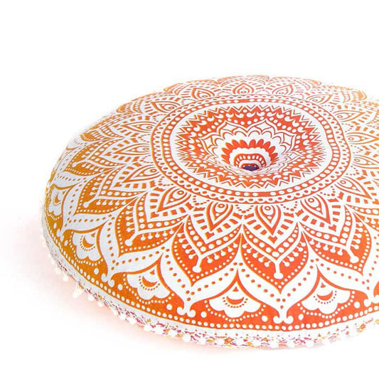 Mandala Floor Pillow Cover Meditation Cushion Seating Throw Hippie Round Colorful Decorative Bohemian Indian Pouf Ottoman Handmade Cover ONLY (Omb-Yellow, 32" x 32") - color: Omb-yellow, size: 32" x 32" (Pack of 1)